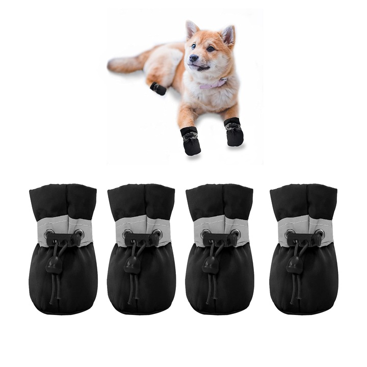 Set 4 ghetute botosei Protector Walker Care, pentru caini, Rezistent la apa si antiderapant, Reutilizabil si usor de imbracat, 4x3cm
