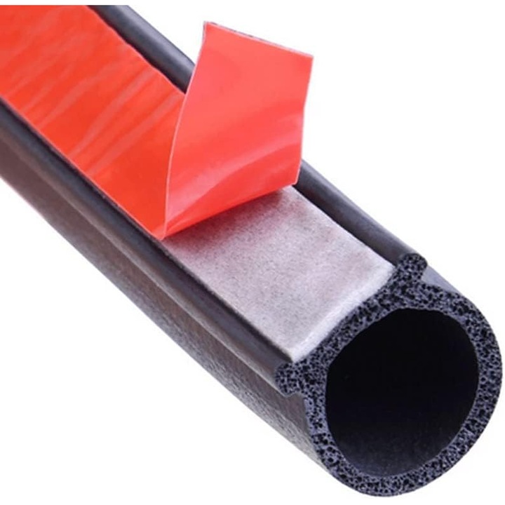 Banda de etansare pentru usi auto, 4 metri, etansare din cauciuc, autoadeziv, impermeabil, in forma de D, banda de protectie pentru usi, grosime 12 mm x 14 mm