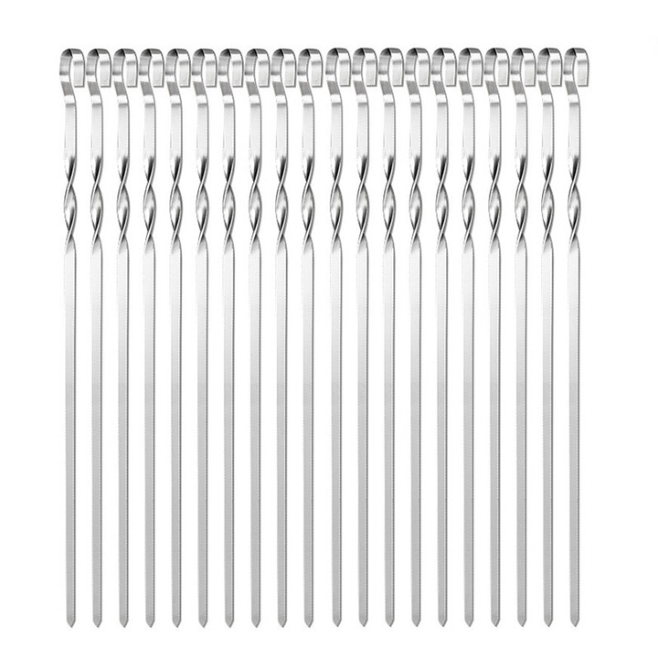 Frigarui de gratar, 20 de frigarui de gratar, frigarui de gratar din otel inoxidabil (inox), frigarui reutilizabile pentru carne si legume la gratar, 35, 5 cm