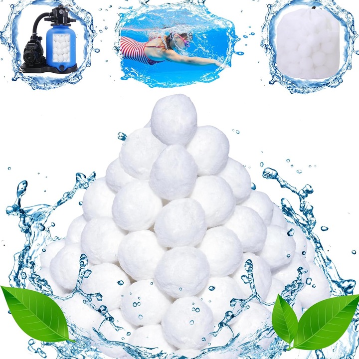 Bile filtrante pentru piscina de 700 g, pentru sisteme de filtrare cu nisip, pot inlocui 25 kg de nisip filtrant, pentru filtre cu nisip, piscine si roboti de curatare pentru piscine