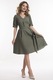 CAMISSI, Rochie evazata de in cu buzunare, Kaki