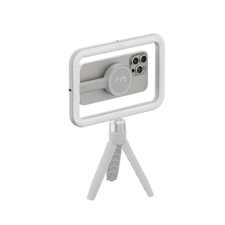Trepied ShiftCam SnapStudio Light, Съвместим с MagSafe, LED лампа 600lm / 2500-6000K, 1100mAh, USB-C, Stone