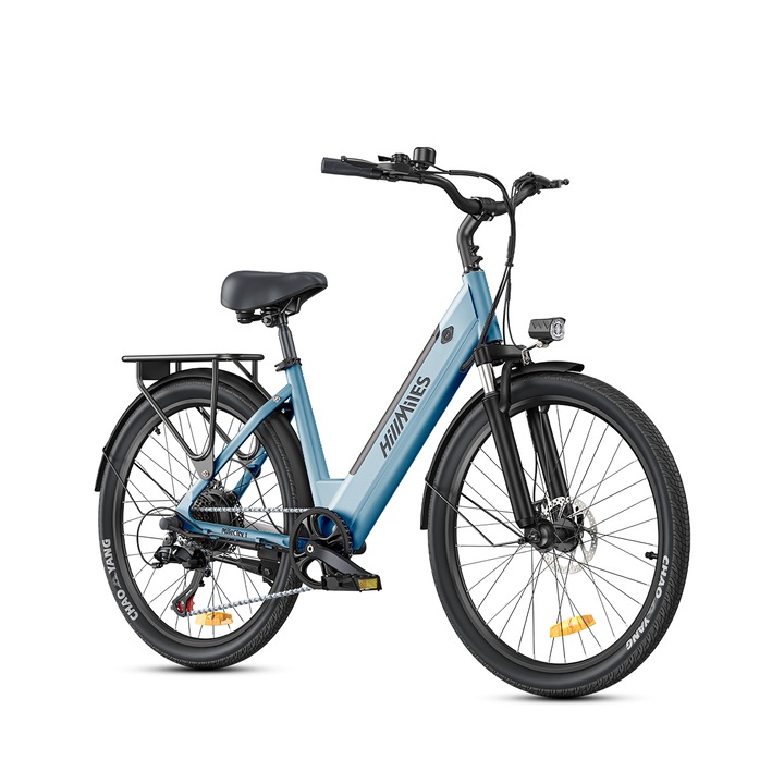 HillMiles MileCity 1 Elektromos kerékpár 26 hüvelyk 250W 36V 13Ah, 100km hatótáv, 25km/h sebesség, magas széntartalmú acél váz, mechanikus tárcsafékek, első lengéscsillapító, Kék