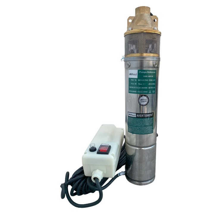 Pompa submersibila apa PROFESIONALA Brillo® 1100W, 2750L/h, 100m, inox, panou control, 4SKM-100, 1”