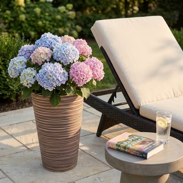 Ghiveci Decorativ Mare Azalea din Fibra Sintetica, Antracit, pentru Interior & Exterior, Ø41x60 cm