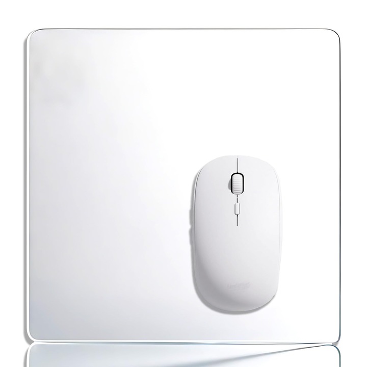 Suport de mouse din sticla,25*25cm, suport de mouse din sticla transparent pentru gaming, birou si acasa, suport pentru tastatura si laptop destinat jucatorilor