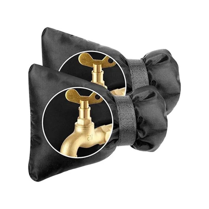 Set de 2 huse groase pentru robinet exterior - protectie impotriva inghetului - izolatie termica - negru 15×21CM 3 straturi de protectie