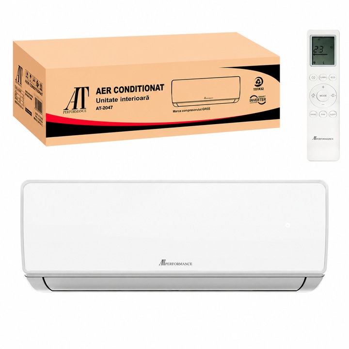 Aer Conditionat AT PERFORMANCE, Inverter 12000 BTU, R32, Compresor GMCC/GREE, Racire & Incalzire, Kit Instalare Inclus, Telecomanda LCD