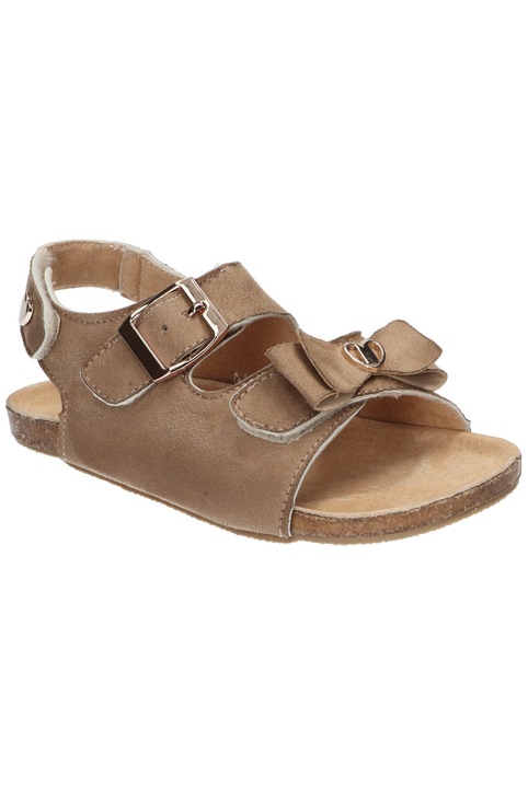 Sandale pentru fete American Club AK06, cu inchidere dubla velcro, brant moale profilat din piele naturala si talpa antiderapanta, Bej