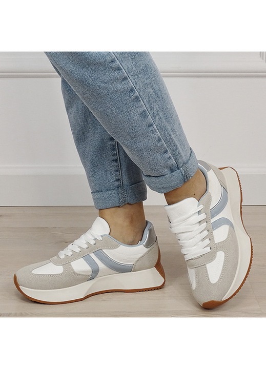 Női bézs/kék sneaker vastag talppal B-9013 M2 12061, Bézs