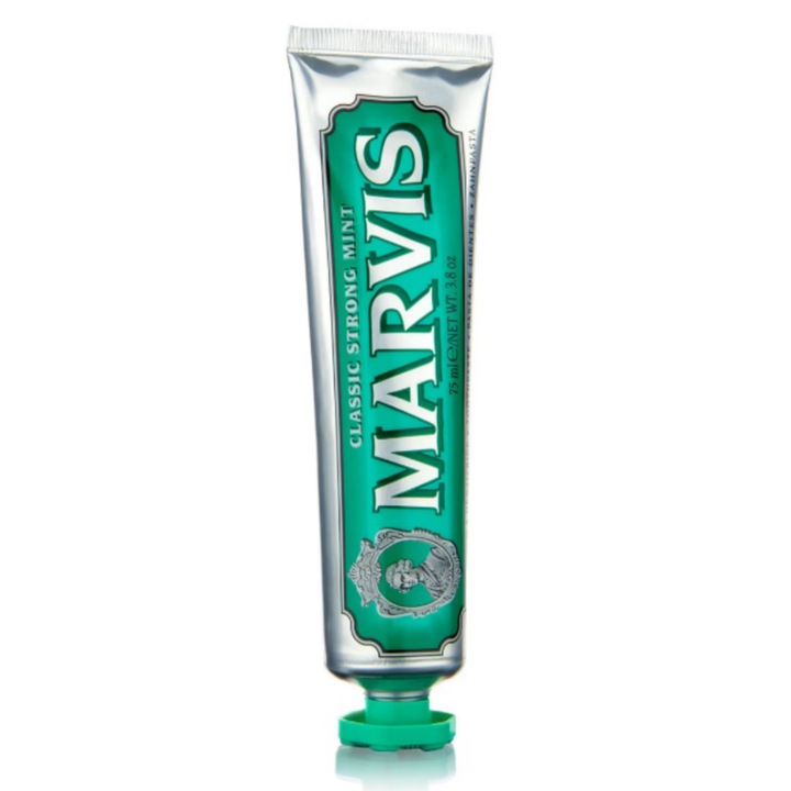 Marvis Classic Strong Mint fogkrém, 85 ml, intenzív mentolos íz, prémium szájhigiénia