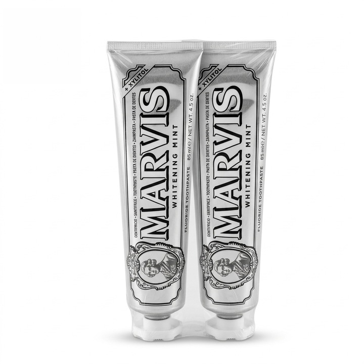 Комплект от 2 броя паста за зъби Marvis Whitening Mint, 85 мл, деликатно избелване и свеж дъх
