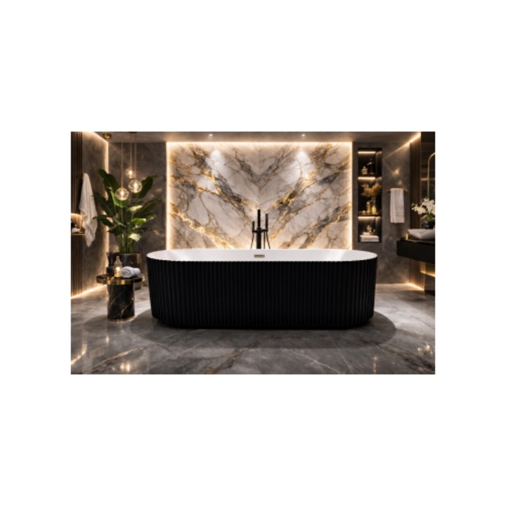 VELLORA Black, Cada freestanding 170x80x57 cm, design riflat