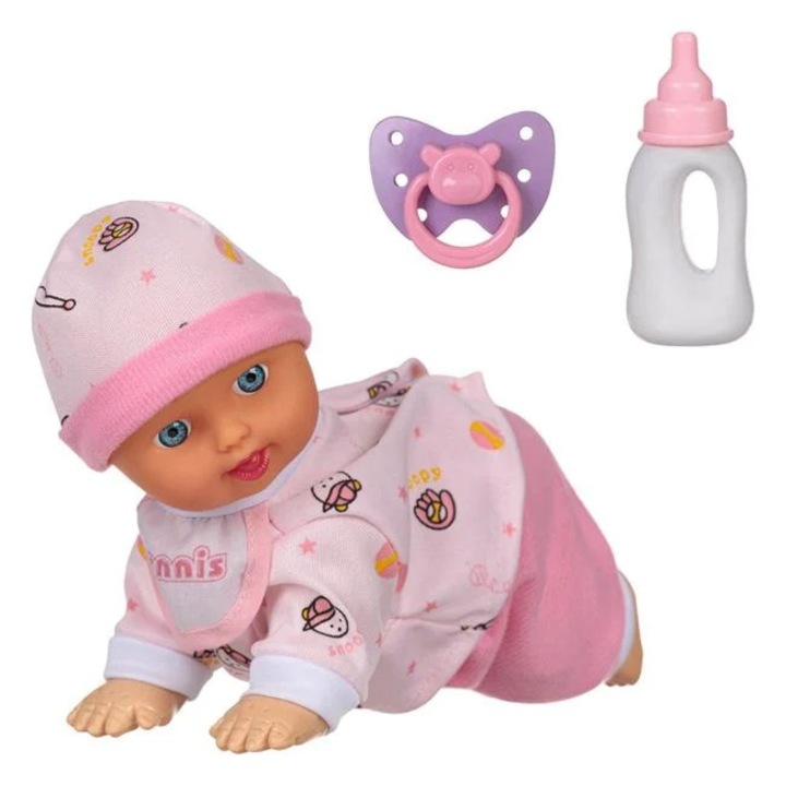 Babajáték, Kúszó baba cumisüveggel és cumival, 24cm