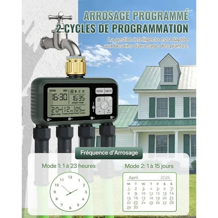 Programator irigare 4 zone, rezistent apa, manual, 4xiesiri