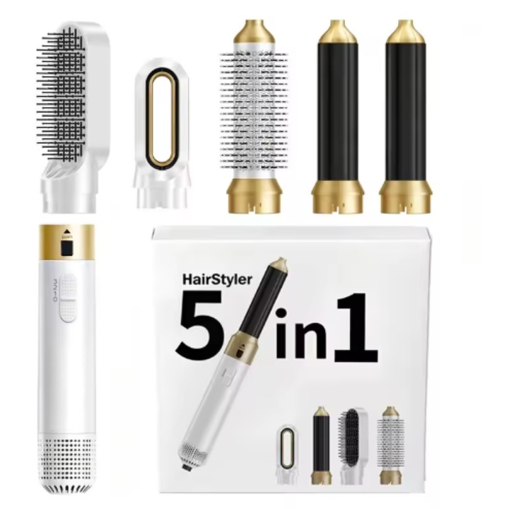 Set Coafare 5 In 1, Uscator De Par Multifunctional, Perie De Par Electrica, Ondulator, Perie Pentru Volum Si Indreptare, Capete Interschimbabile, 3 Trepte Temperatura, Uscare Rapida, Design Ergonomic