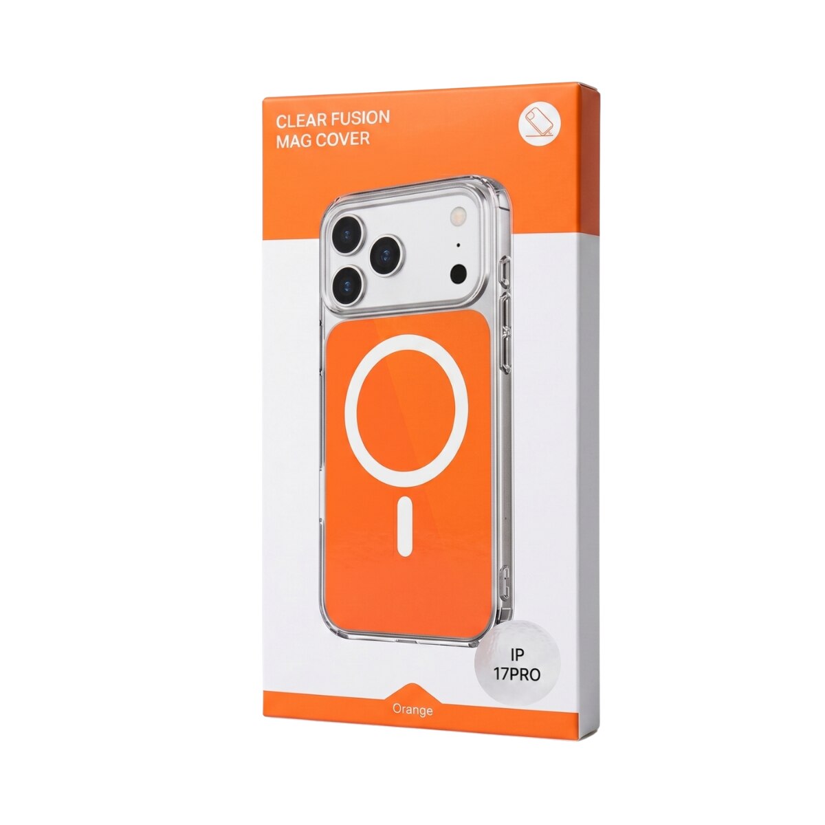 Husa pentru iPhone 17 PRO Portocalie, HEYBINGO®, design slim, MagSafe, Anti-Soc, Anti Zgarieturi, Clear Fusion Mag Cover