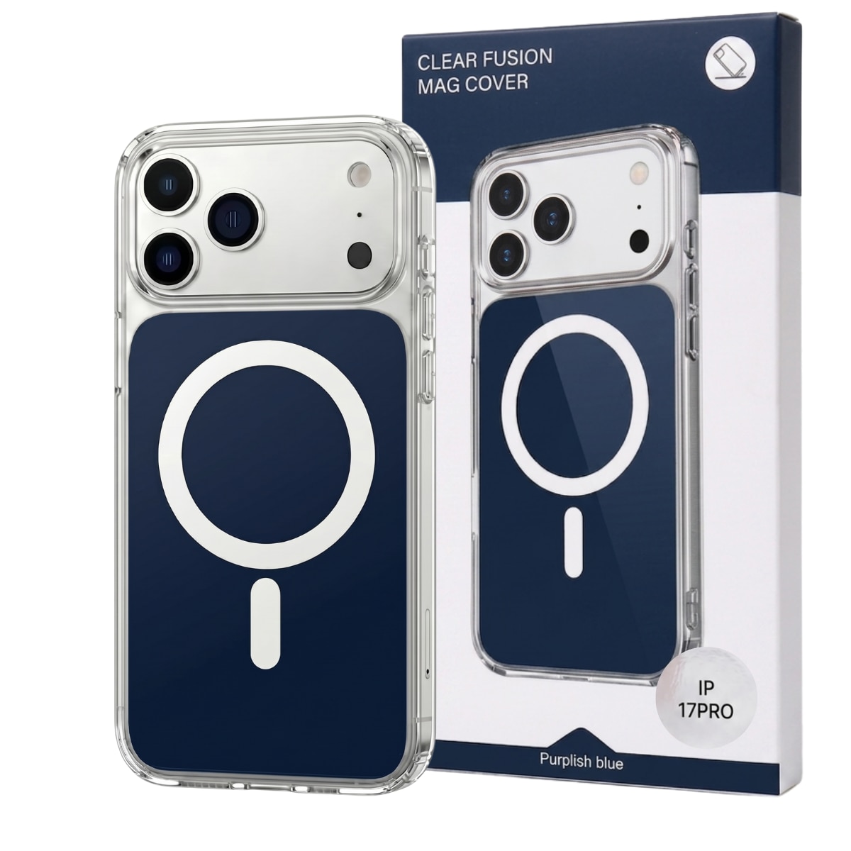 Husa pentru iPhone 17 PRO Albastra, HEYBINGO®, design slim, MagSafe, Anti-Soc, Anti Zgarieturi, Clear Fusion Mag Cover
