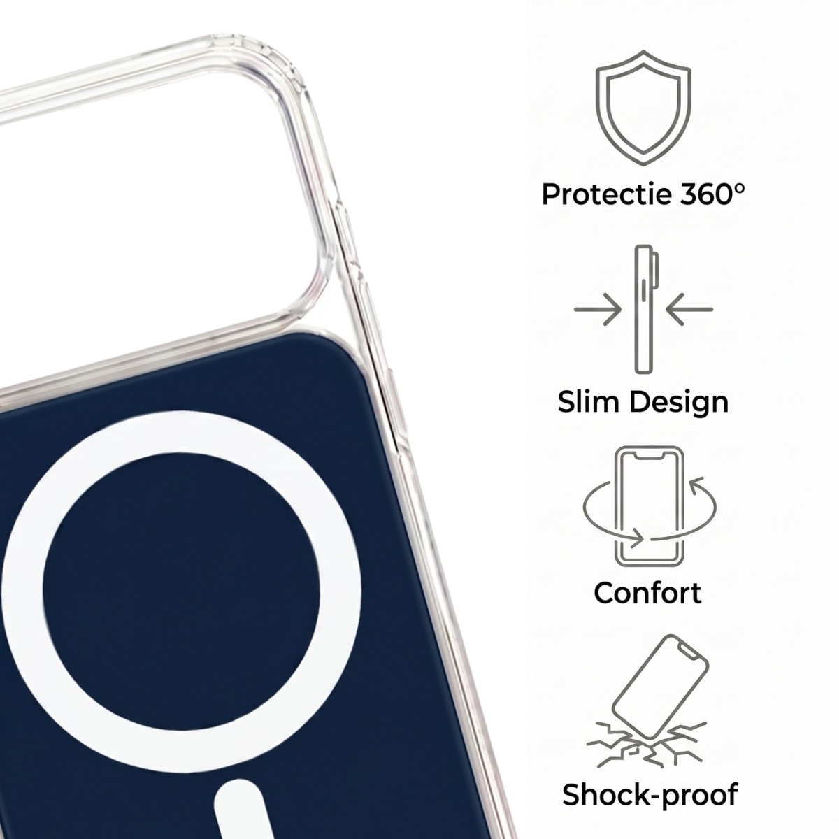 Husa pentru iPhone 17 PRO Albastra, HEYBINGO®, design slim, MagSafe, Anti-Soc, Anti Zgarieturi, Clear Fusion Mag Cover