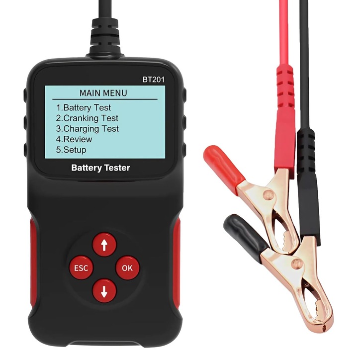 Tester de baterii auto de 12V - Test de sarcina 100-2000 CCA - Verifica starea bateriei, pornirea si incarcarea pentru masina, camion, motocicleta etc