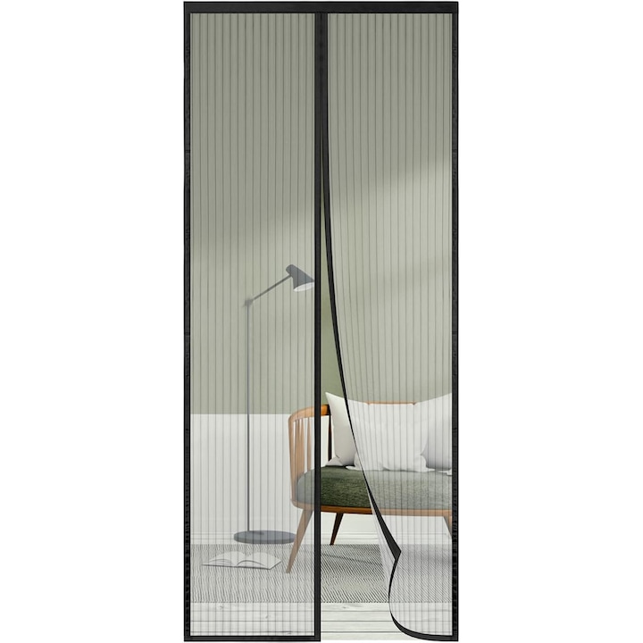Plasa Magnetica Anti-Insecte pentru Usa 75x195 cm – Inchidere Automata, Montaj Fara Gaurire, Protectie impotriva Tantarilor si Mustelor, pentru Balcon si Terasa, Neagra