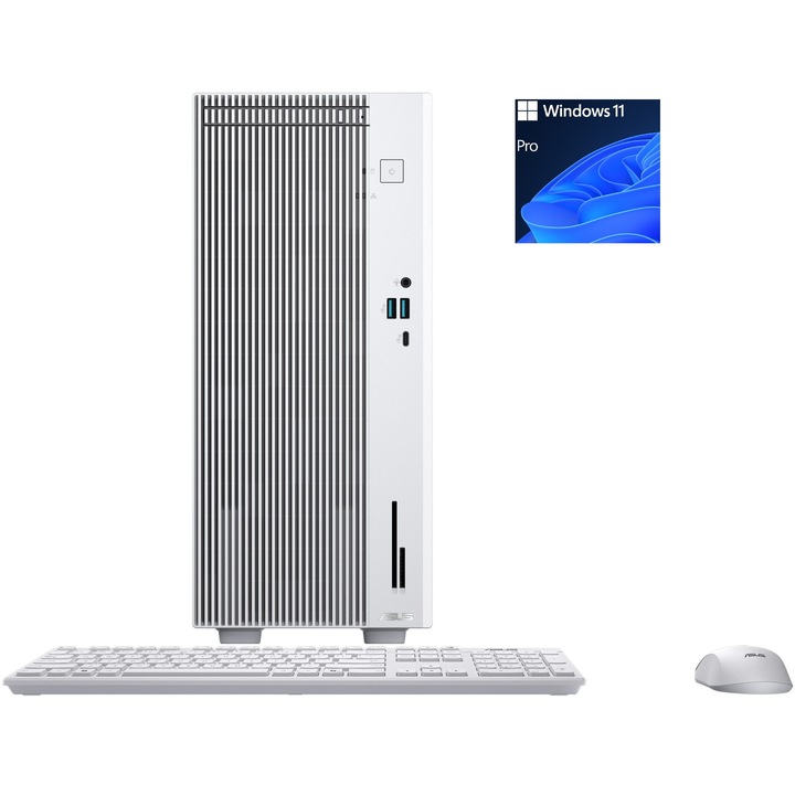 Sistem Desktop PC Asus V500 Mini Tower V500MV cu procesor Intel Core i7-13620H, 16GB DDR5, 1TB SSD, Windows 11 Pro, Alb