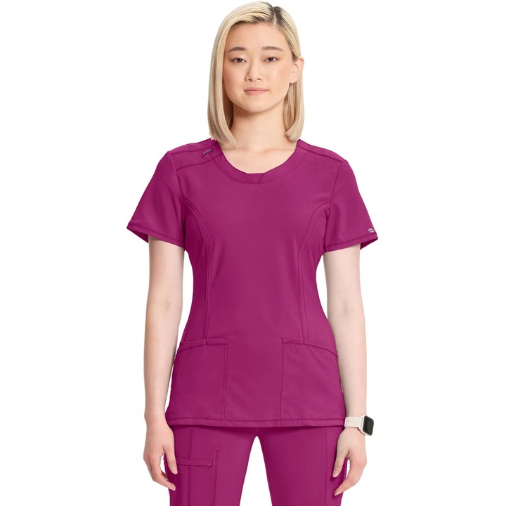 Halat Medical Antimicrobian Cherokee PROTX2® cu Decolteu Rotund - Infinity, Future Fuchsia Marime Uniforma: XL