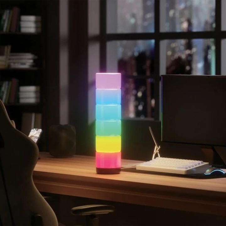 Lámpa Party LED RGB USB-vel, 6 levehető kerek darab, 10×6.4cm