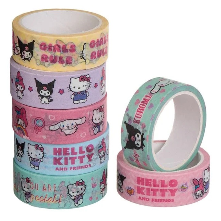 Set Benzi Adezive Washi Tape cu Model Hello Kitty & Friends 5mx1, 5cm - 7buc
