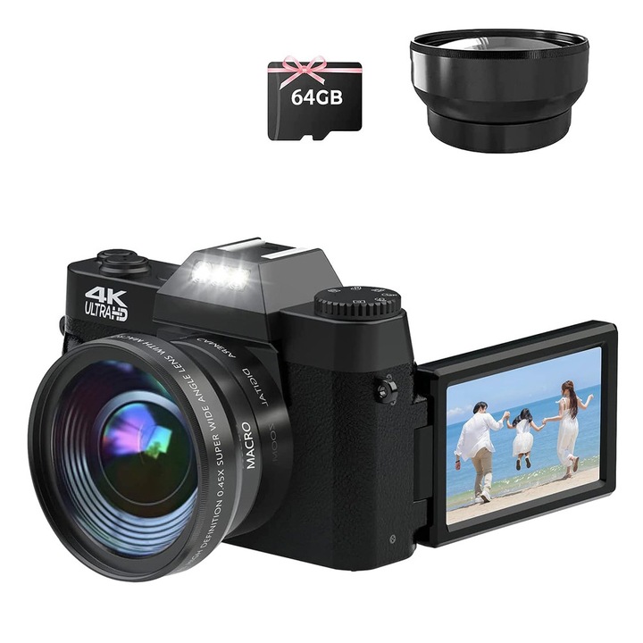 Camera digitala compacta CCN 48MP 4K zoom 16X negru 11.4x4.3x7.6cm