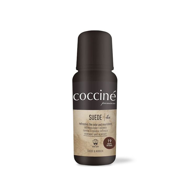 Vopsea pentru incaltaminte, Coccine, Pentru piele intoarsa si nabuc, 75 ml, Maro Inchis