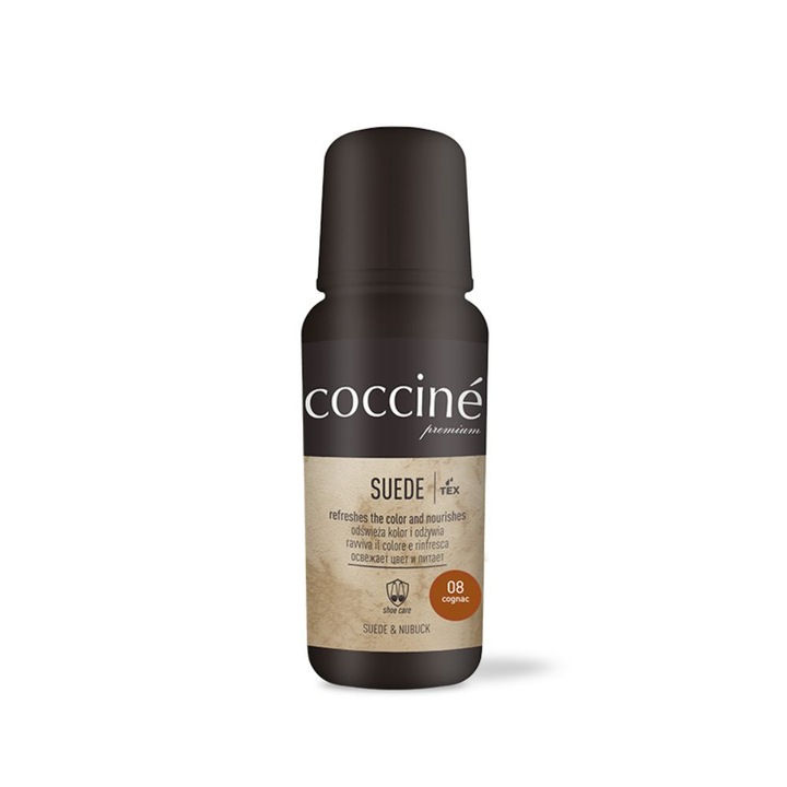 Vopsea pentru incaltaminte, Coccine, Pentru piele intoarsa si nabuc, 75 ml, Cognac