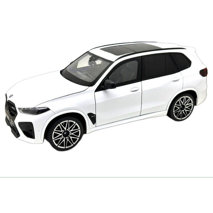 BMW X5 M Competition LCI 1:18 fém modellautó, fehér, kormányozható kerekek, nyitható ajtók és motorháztetők