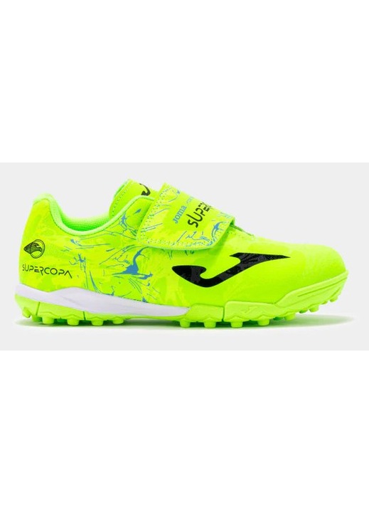 Ghete Fotbal Copii JOMA Super Copa Jr 2409 Fibertech Turf Verde Fluo - Verde fluo, Verde fluorescent
