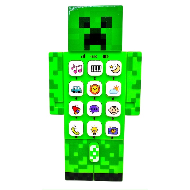 Телефон играчка Minecraft Creeper Pixel Зелен със звуци и светлини