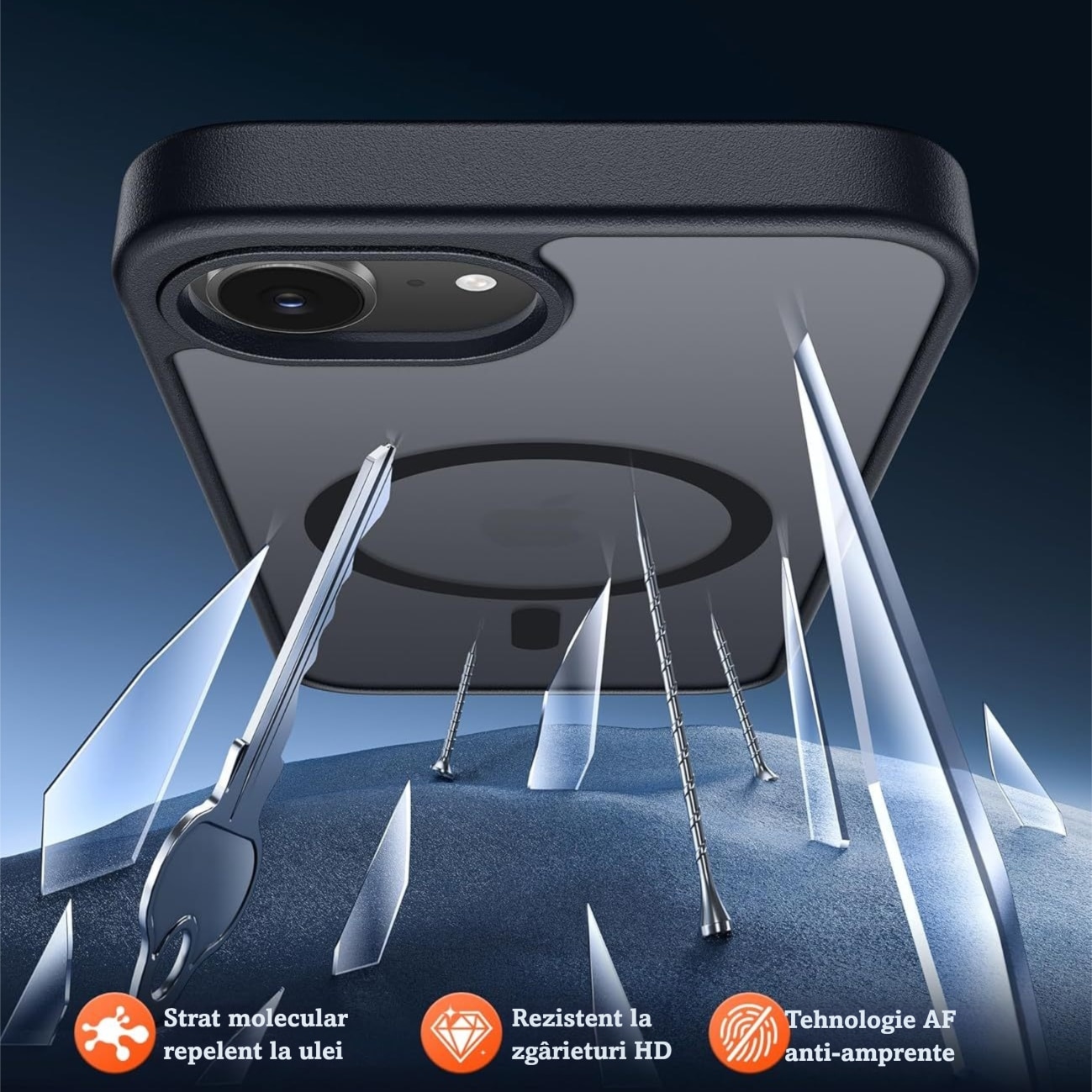 Husă de Protecție MOGU pentru iPhone 17e/16e, Antisoc, Neagră, 6, 1 inci