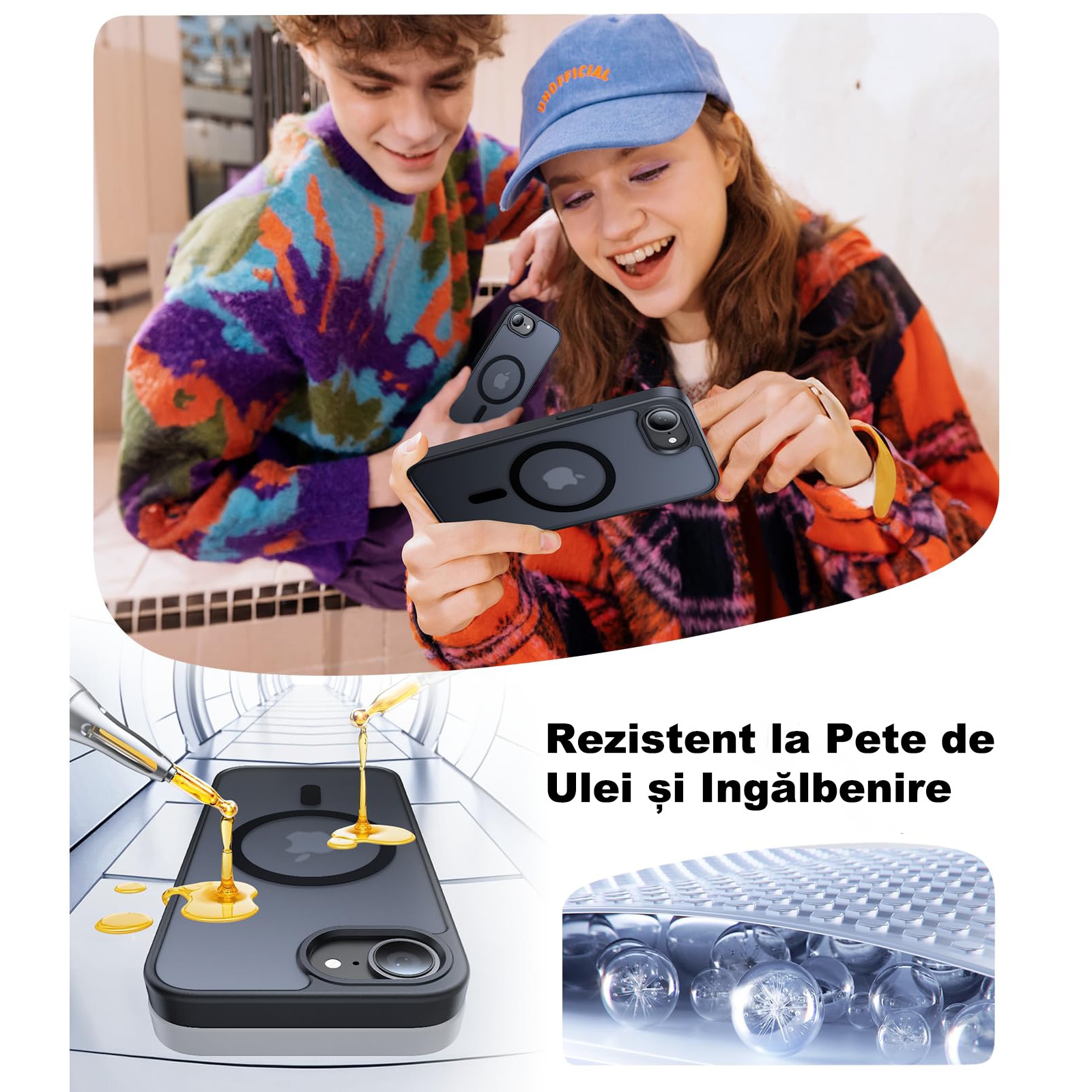 Husă de Protecție MOGU pentru iPhone 17e/16e, Antisoc, Neagră, 6, 1 inci
