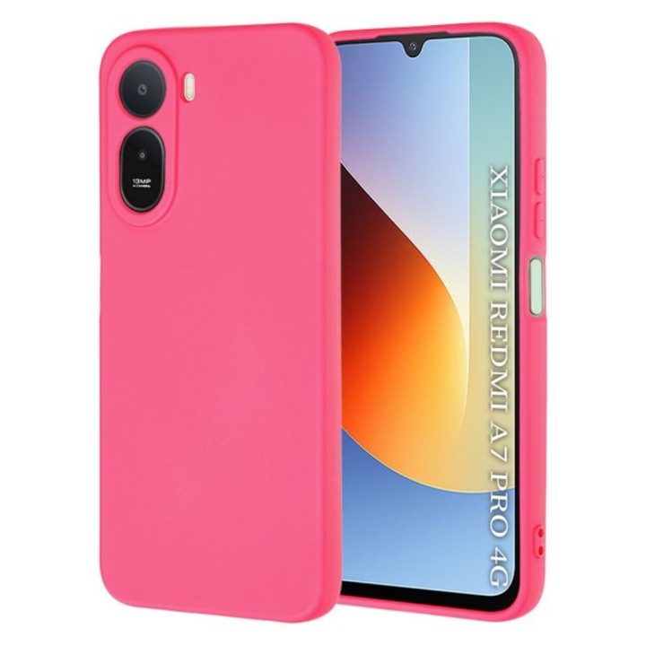 Husa Upzz® SoftFlex Compatibila Cu Xiaomi REDMI A7 PRO, Silicon Soft, Protectie La Camera, Alcantara La Interior, Hot Pink