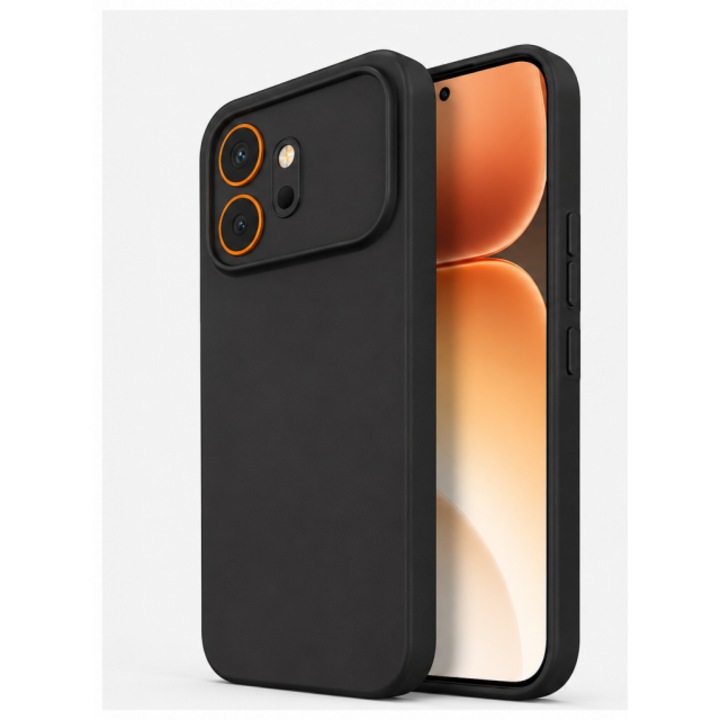Husa Upzz® Slim New Compatibila Cu Honor 600, Silicon Soft Slim Anti Amprente, Protectie La Camera, Negru