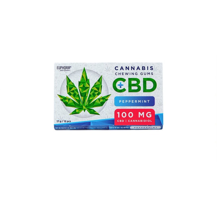 Guma de mestecat CBD, Euphoria, 100mg, Menta