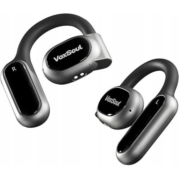 VoxSoul H13 vezeték nélküli fülhallgató, nyitott, Bluetooth 5.3, fekete, 55 óra, IPX5