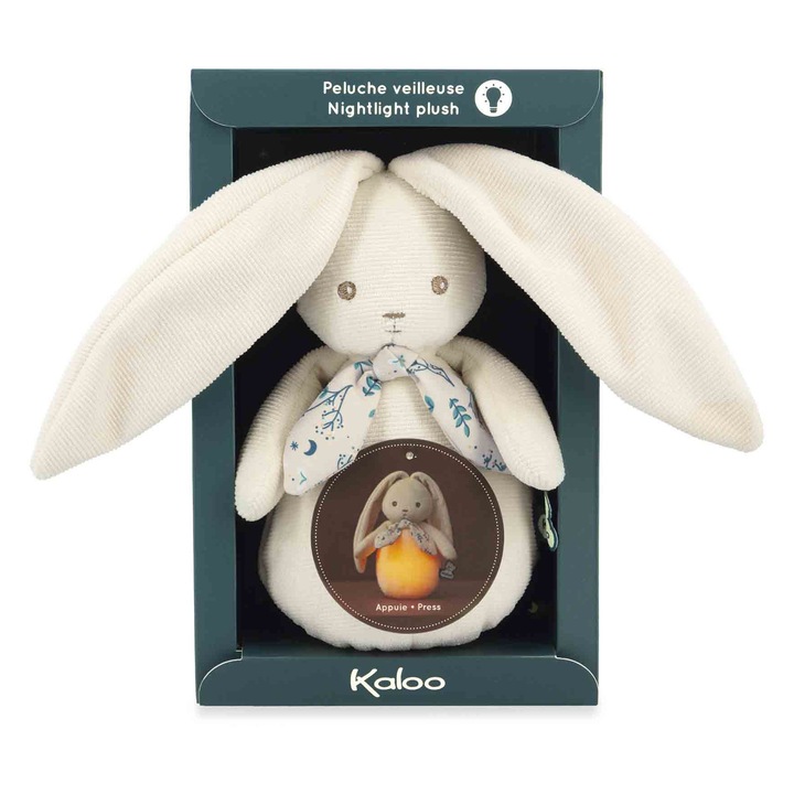 Iepuras de noapte, Kaloo, crem, cu lumini, 17, 5 cm