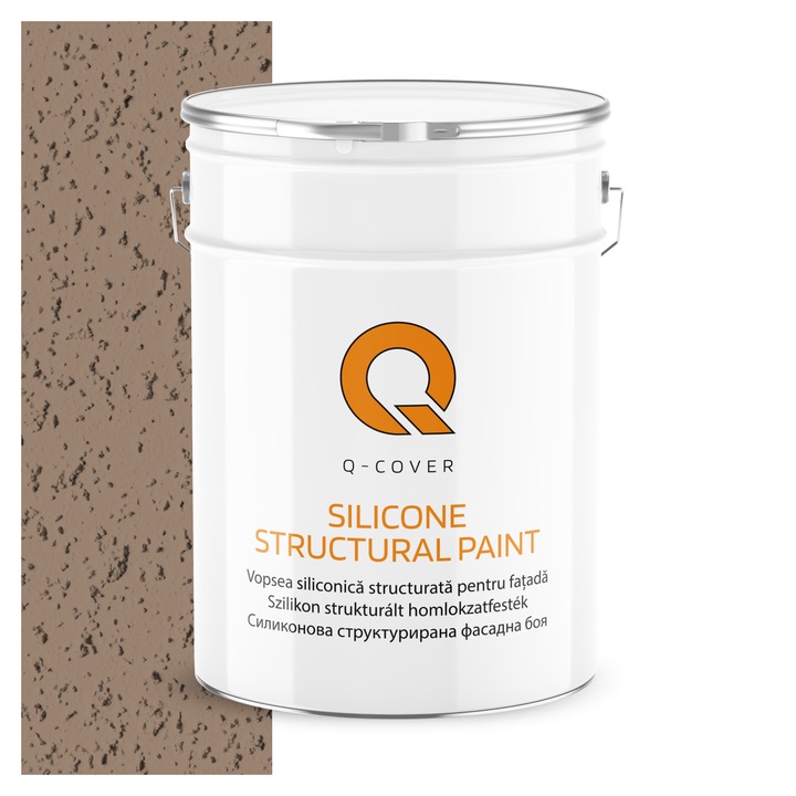Q-COVER strukturált szilikon homlokzatfesték, fokozott tartósság, UV-sugárzással szembeni ellenállás, öregedésállóság, Nuc F535, 13L
