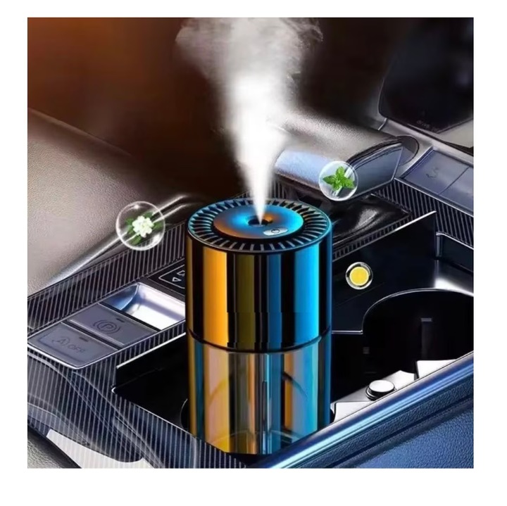 Intelligens Auto ATT illatdiffúzor, 160 ml, 4 permetezési szint, USB töltés, lézeres csillaghatással, párásítással és többszínű RGB fényekkel