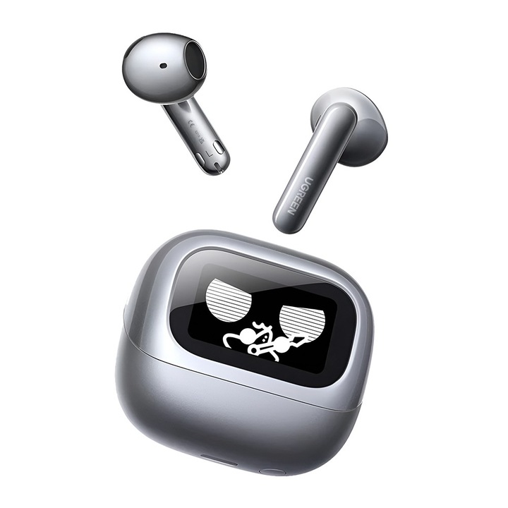 Безжични слушалки Ugreen HiTune H6 Magic WS216, In-Ear, Bluetooth 6.0, ANC, LCD екран, Автономност до 30 часа, Батерия 400mAh, Сиви