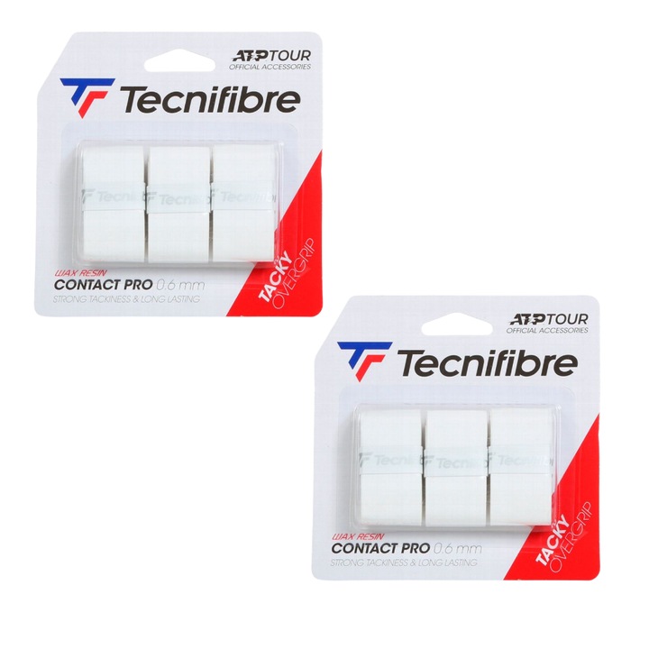 Комплект от 6 овъргрипа за тенис/падъл, Tecnifibre Contact Pro Бели