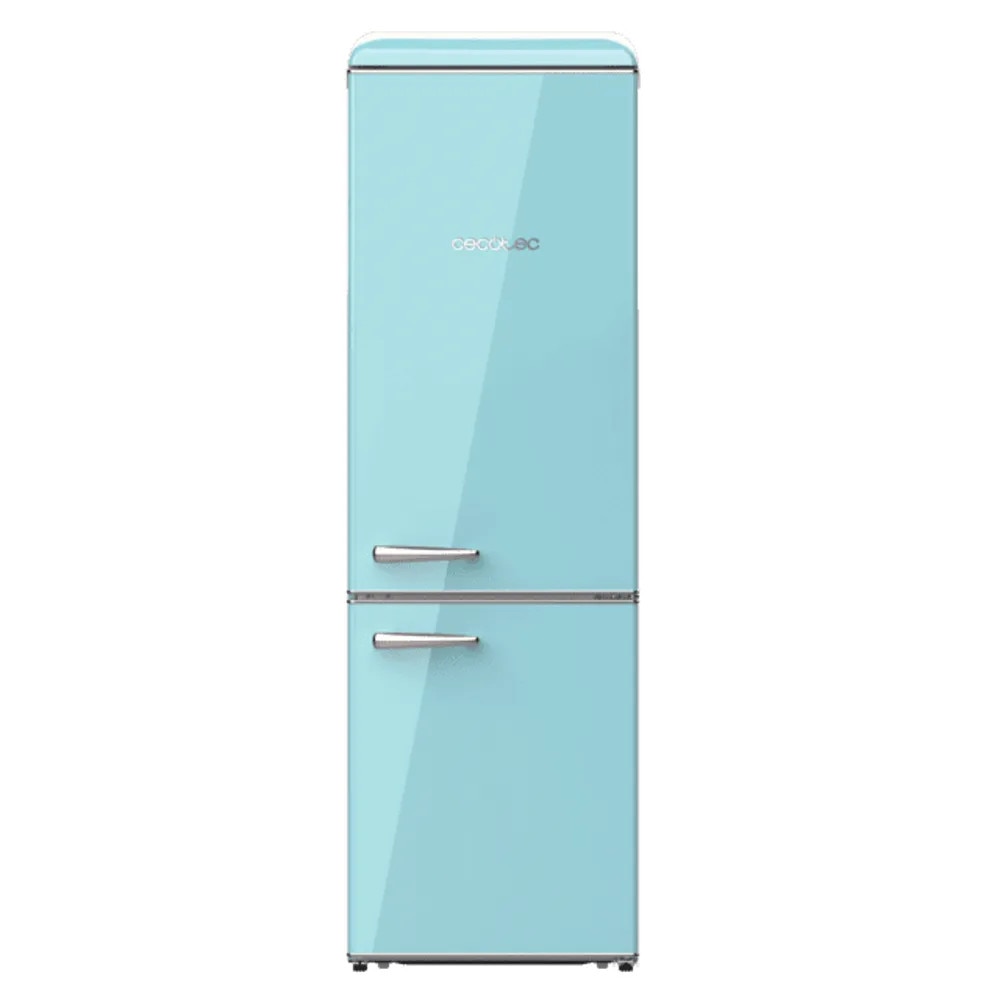 Combina frigorifica Retro Cecotec, Bolero CoolMarket Combi Origin, 300 litri, H 191.5 cm, congelator 84 litri, racire ventilata, compartimentare optimizata, termostat mecanic, 3 rafturi sticla ajustabile, Crisper Box, Big Box congelator, blue pastel
