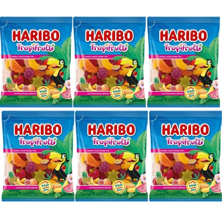 Bomboane jeleu, Haribo, Tropifrutti Mix, set 6 bucati, 175 g bucata