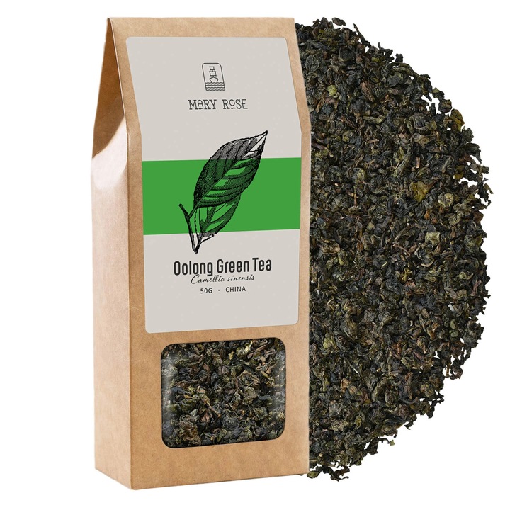 Ceai Oolong Albastru, Mary Rose, Taiwan, Ceai Turcoaz Pur In Frunze, Calitate Superioara, Selectie Premium, Proces Traditional, Infuzari Multiple, Gust Floral Mild, 50 g