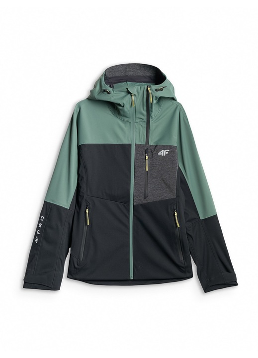 Női sportdzseki, 4F, softshell, szélálló, fekete/zöld, 10000-es membránból készült